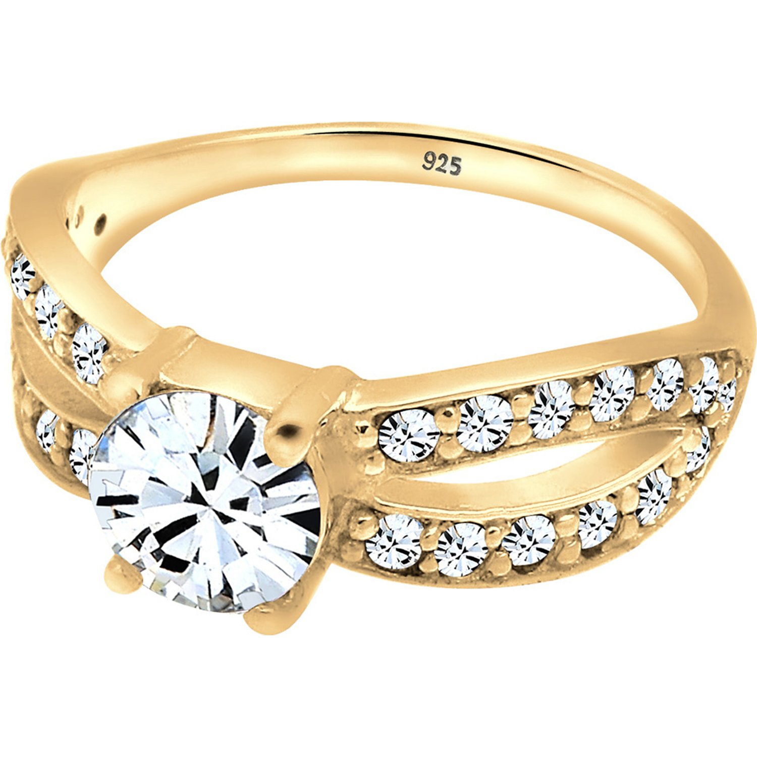Elli Femmes Solitaire Glamoureux avec cristal en argent sterling 925