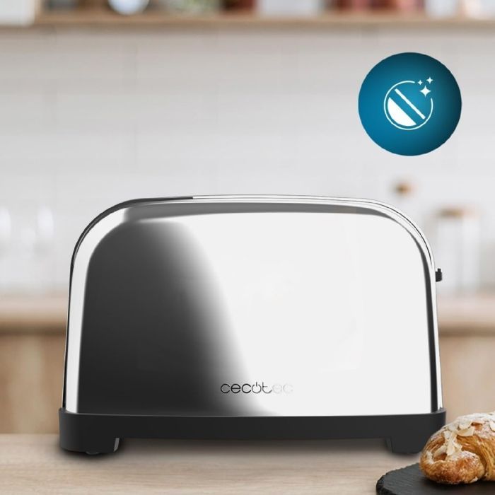 Tostadora vertical Cecotec, 4 ranuras cortas, Toastin' Time 1700, doble, acero inoxidable. 1700 W, 4 rebanadas de pan.