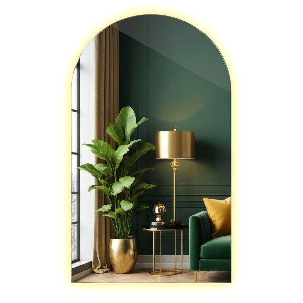 Półowalne nieregularne lustro łazienkowe 40x70 cm LED - ciepłe światło