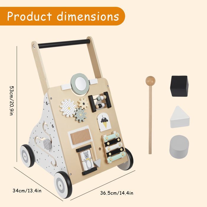 Girello per bambini, girello in legno per attività ludiche, giocattolo per bambini di 1 anno, regalo educativo.