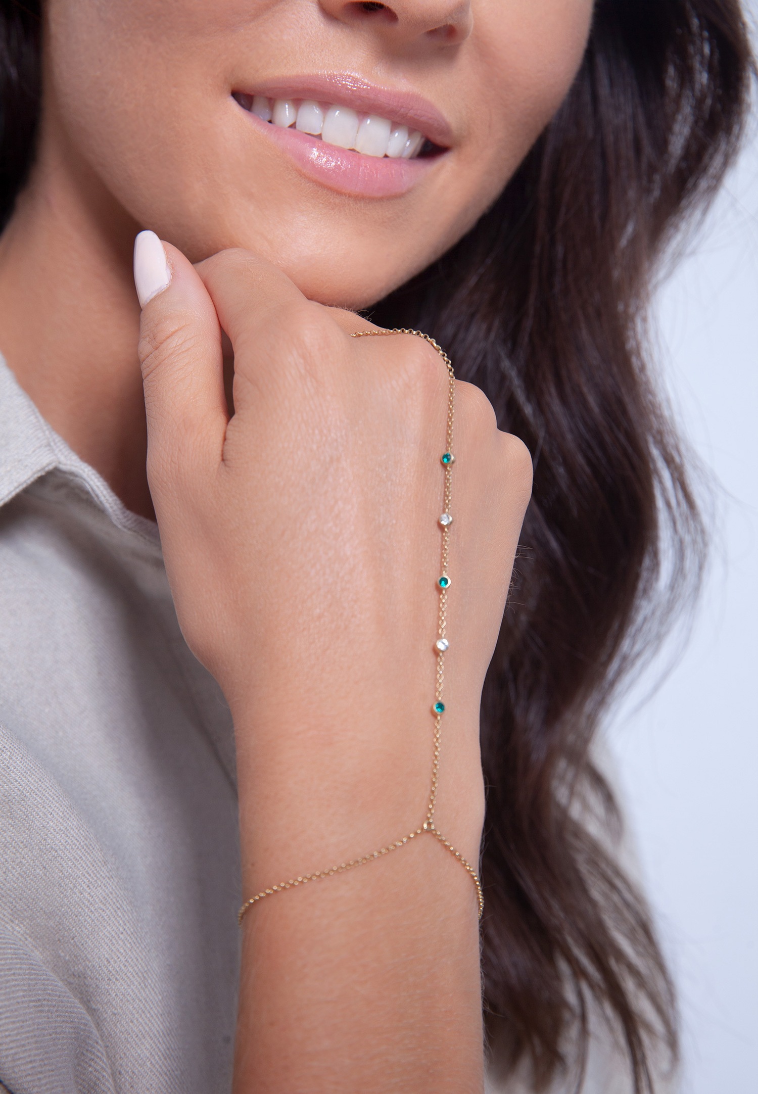 Elli Femmes chaîne à main accessoire étincelant avec cristaux en argent sterling 925 plaqué or