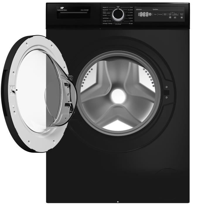 Lavatrice a carica frontale CONTINENTAL EDISON CELL10140IBT - 10 kg - Larghezza 59,6 cm - Classe energetica A - 1400 giri/min - Motore a induzione - Nero opaco