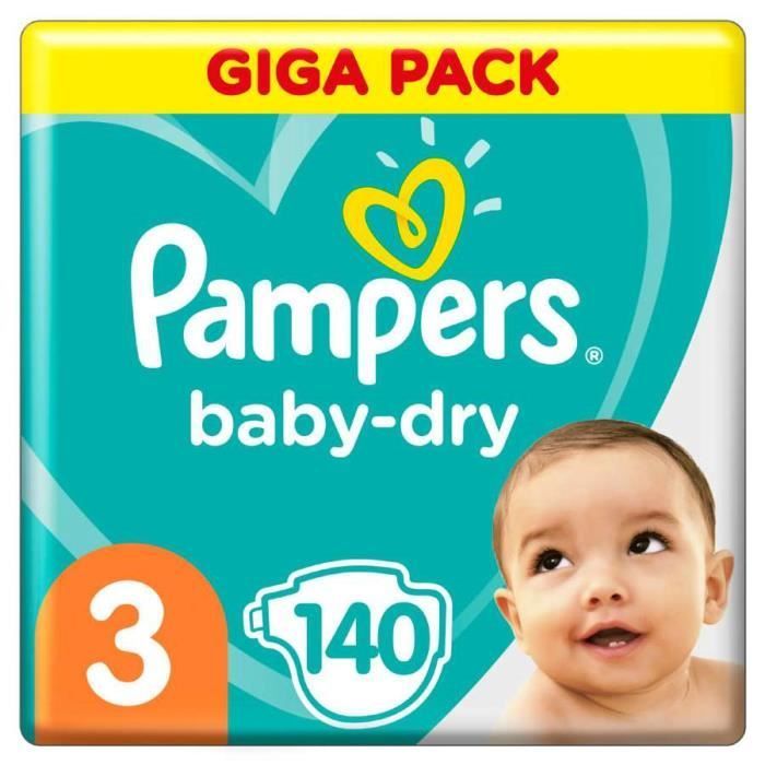 Pampers BabyDry taille 3 (Midi) Giga-Pack 4-9kg, 140 couches