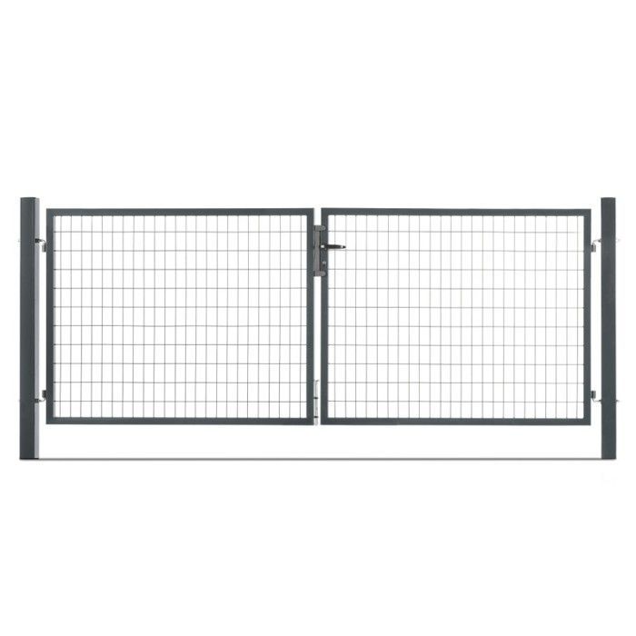Puerta de malla de acero galvanizado, 3 m de ancho, gris antracita, 2 m de alto.