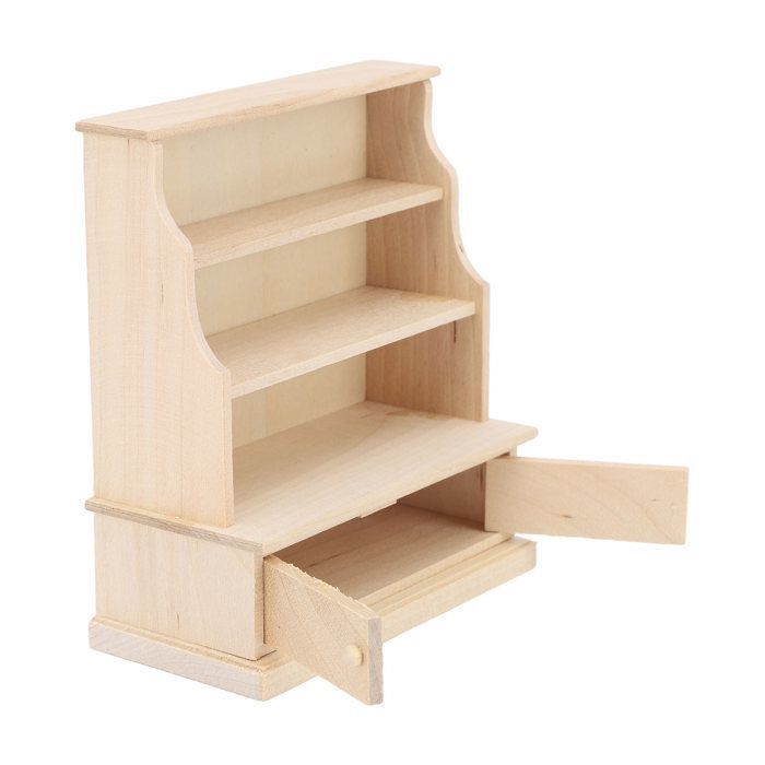 Librería de madera en miniatura para casa de muñecas a escala 1:12, decoración resistente para dormitorio infantil o sala de juegos.