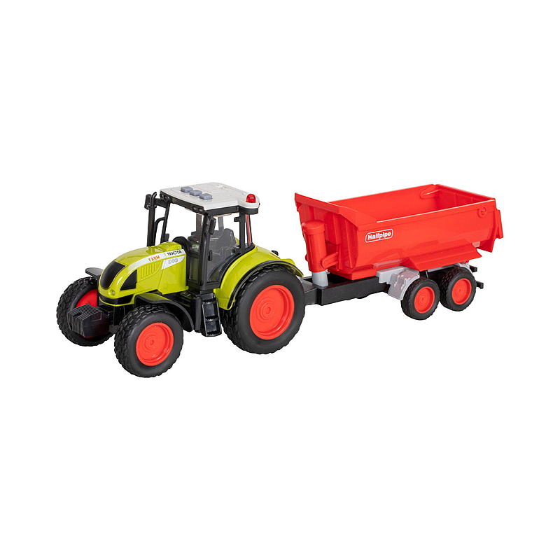 FunToys traktor størrelse 1:16 med trailer, lys og lyd