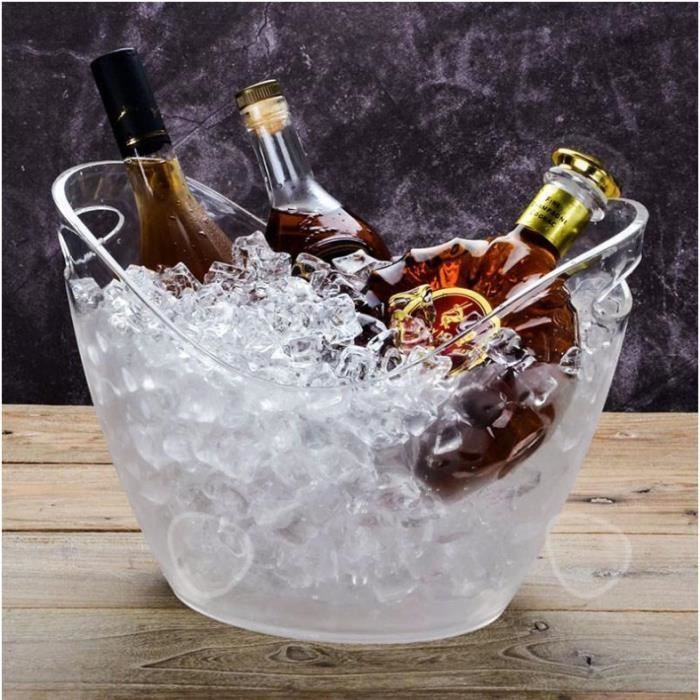 CONFO® Seau à glaçons champagne accessoire vin transparent plastique poignées glace 3 bouteilles dîner table cuisine salle à manger