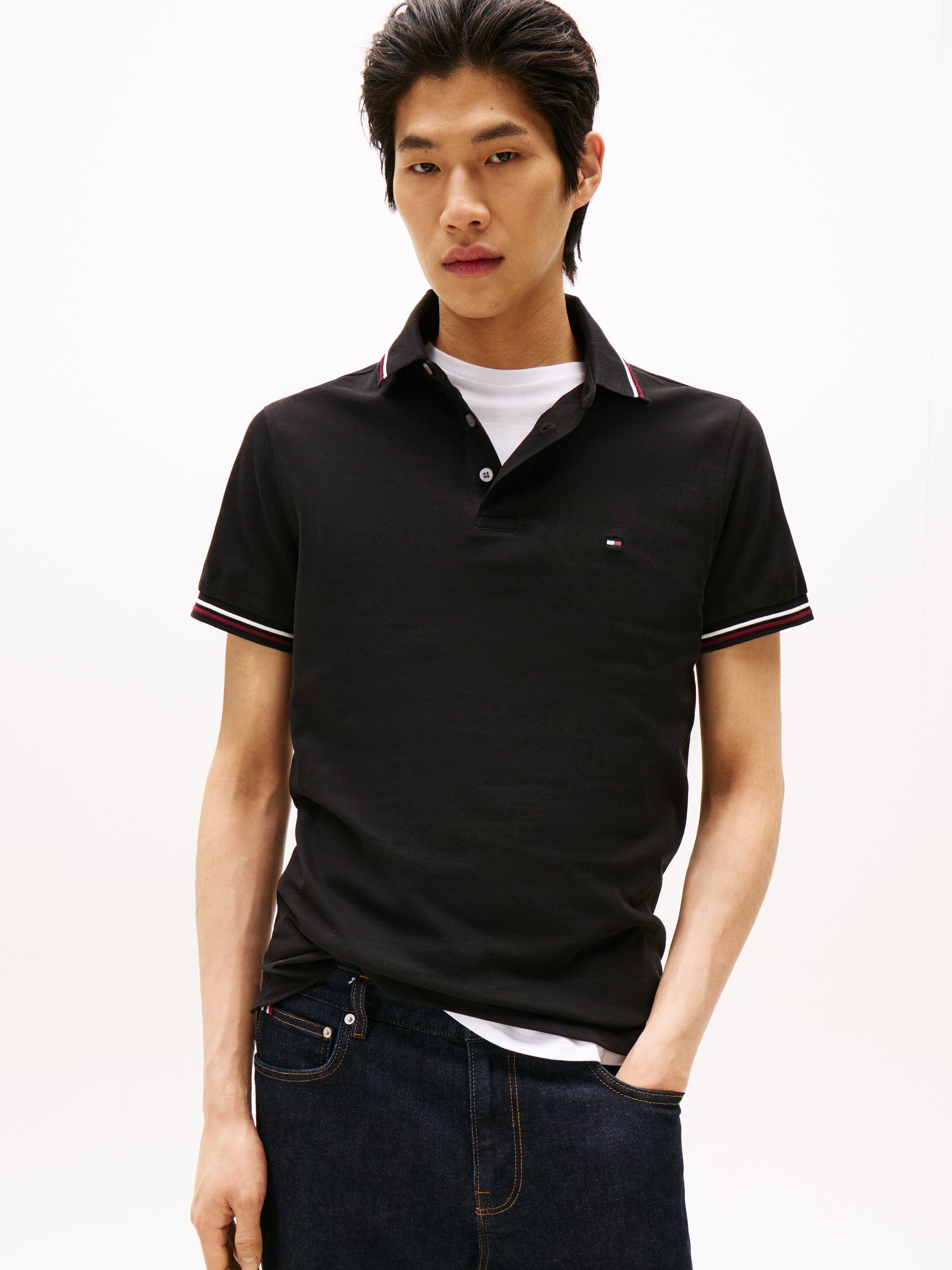 Polo Tommy Hilfiger TIPPED SLIM FIT - noir