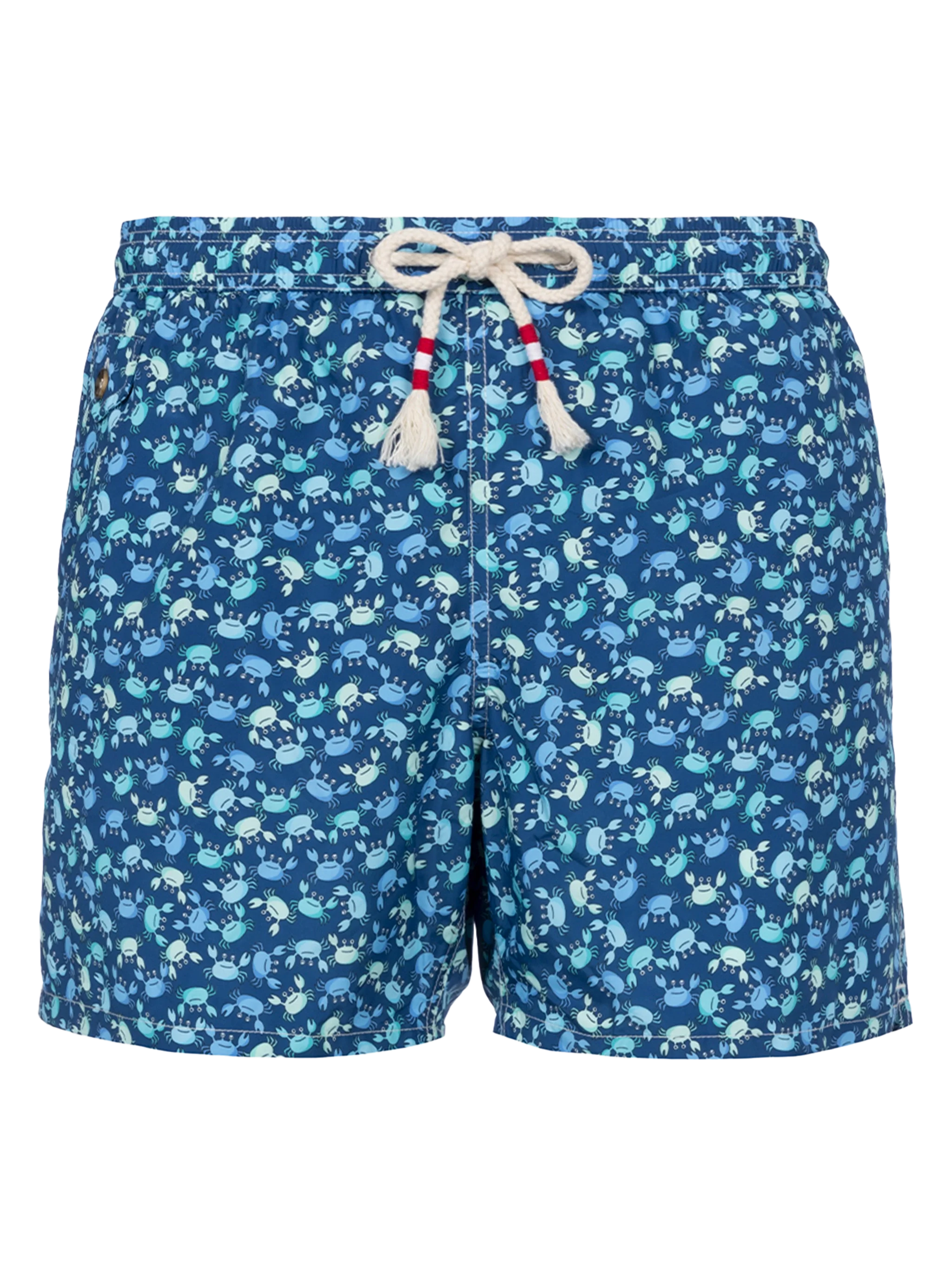 Man Lighting Blue 70 Mid-Length Swim Shorts | Lightweight Quick-Drying Fabric | Crabs All-Over Print | Elastic | Classic Fit | MC2 Saint Barth