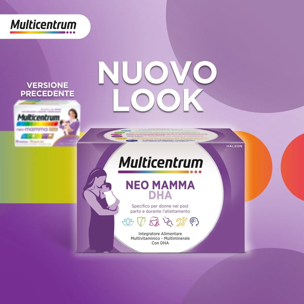 MULTICENTER Multicentrum Neo Mamma DHA 30 + 30, complément vitaminique et minéral