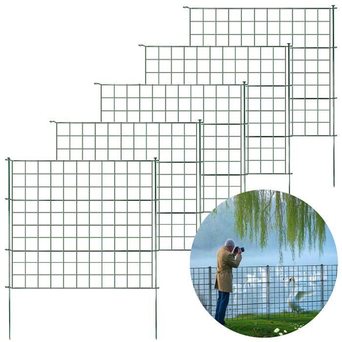 5 x Trellis + 6 posts, metal fencing to assemble, Green