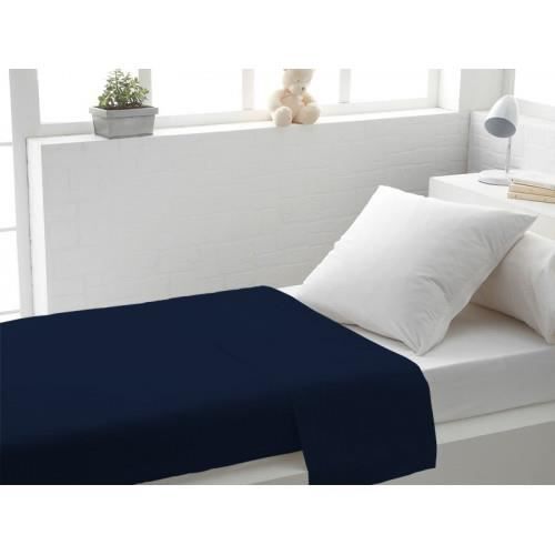 Sábana plana - 180x290 cm - 100% algodón - 57 hilos/cm² - Azul marino