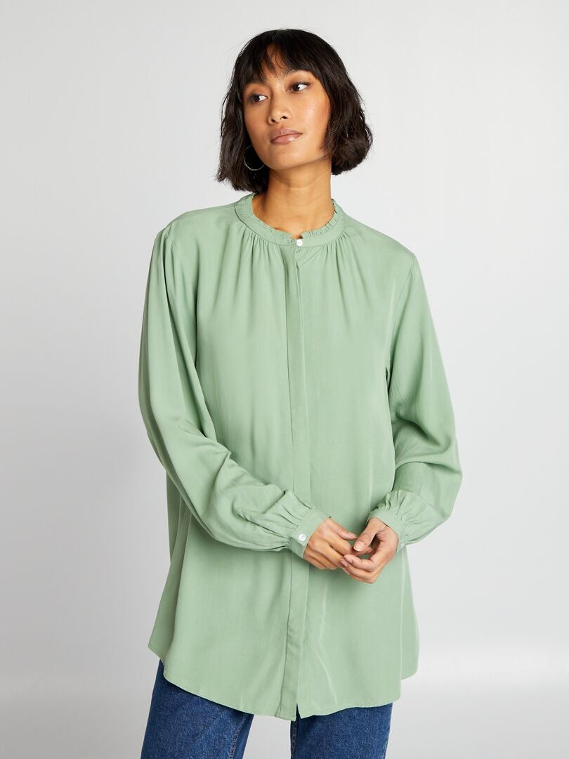 Blusa con cuello mandarín - VERDE