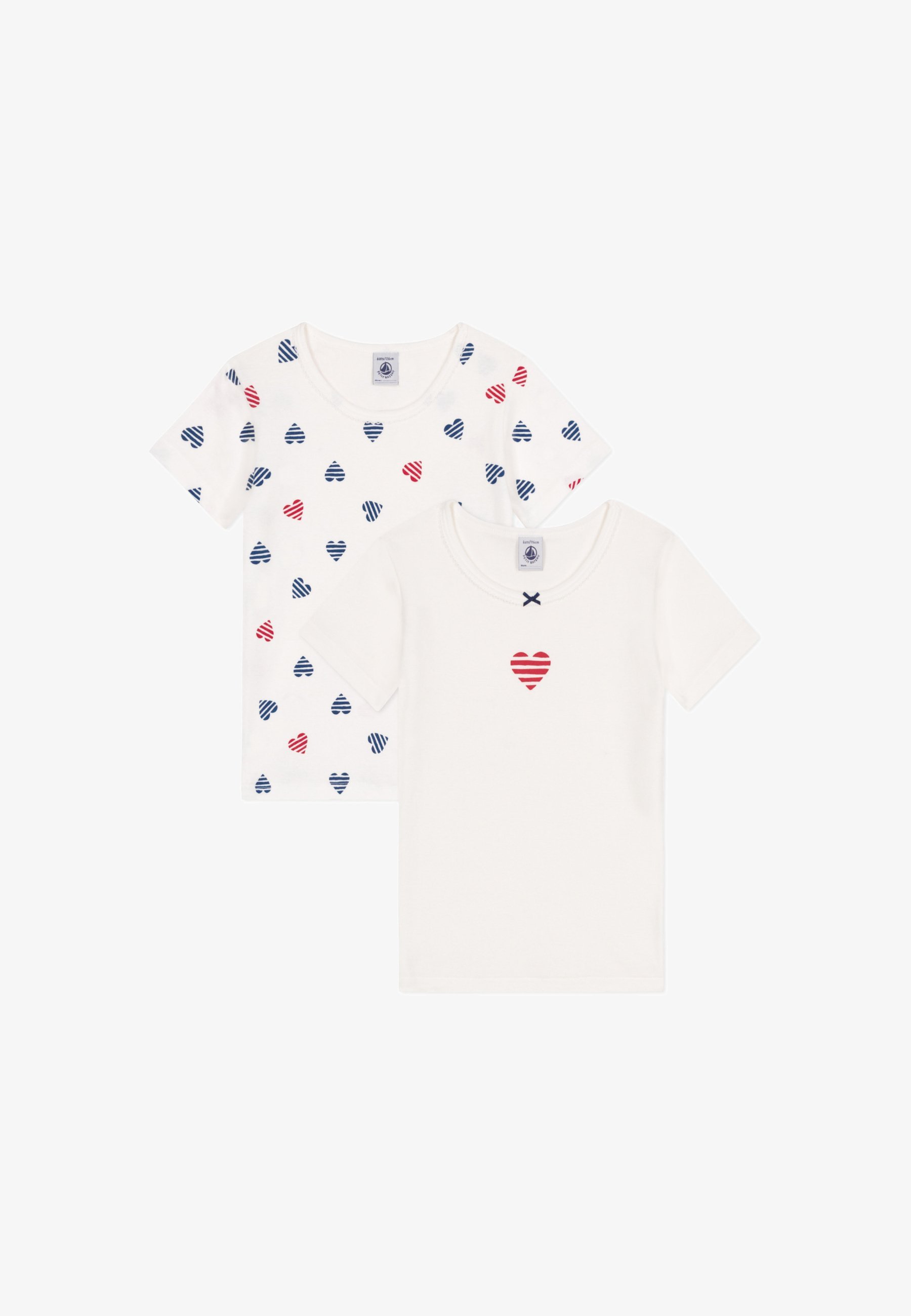 Petit Bateau TEE COTE 2 PACK - Podkoszulek - pianka marshmallow/wielokolorowy