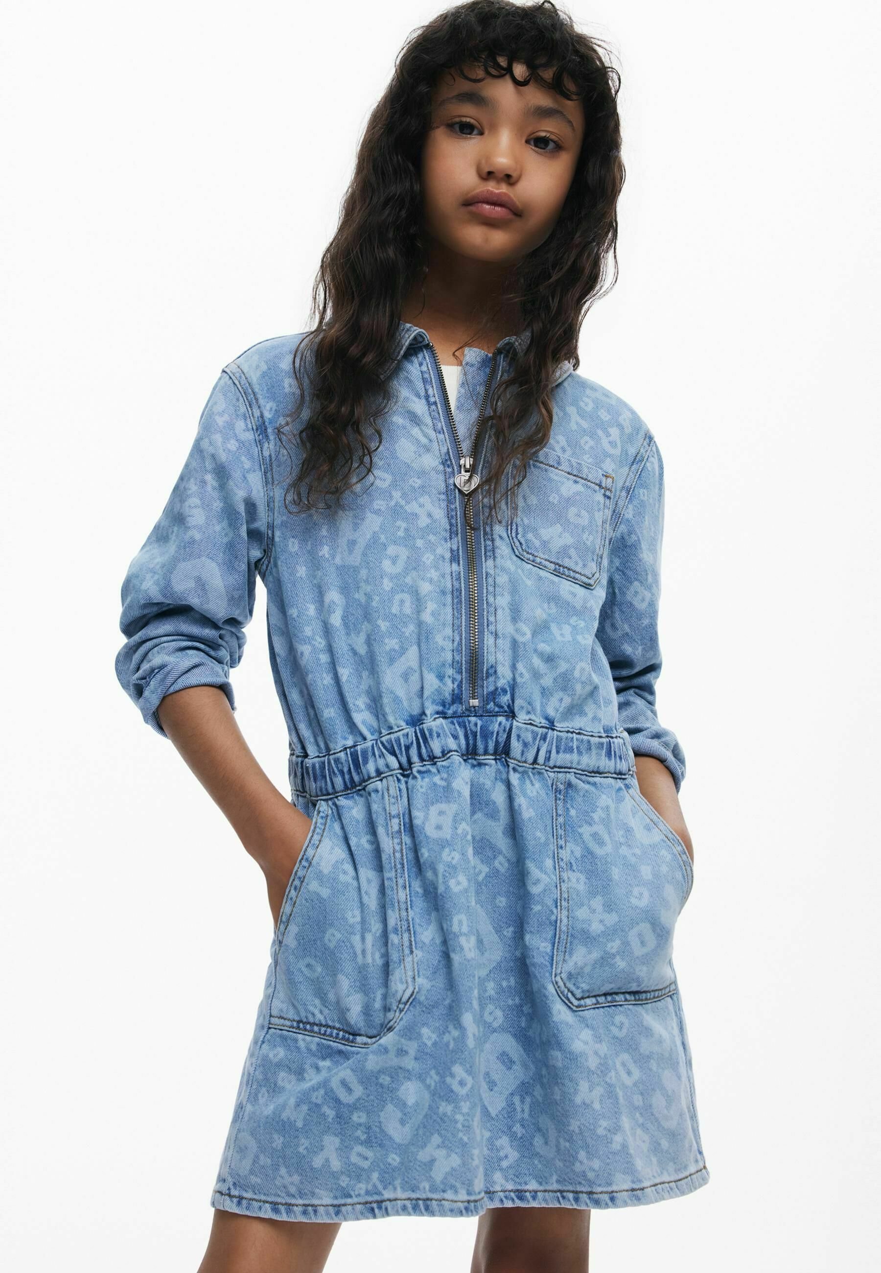Desigual MINI CON STAMPA - Abito in denim - blu