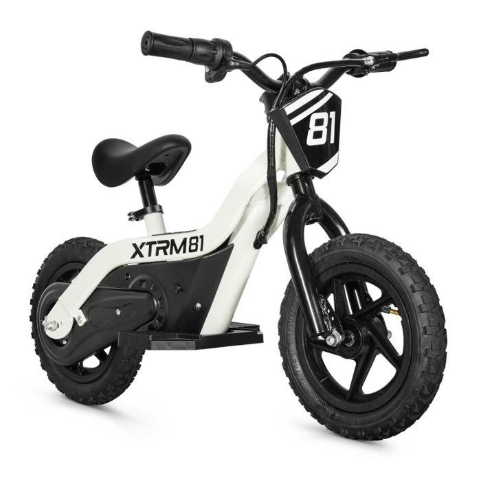 Bicicleta de equilibrio eléctrica DX 12 blanca de 24 V y 100 W para niños