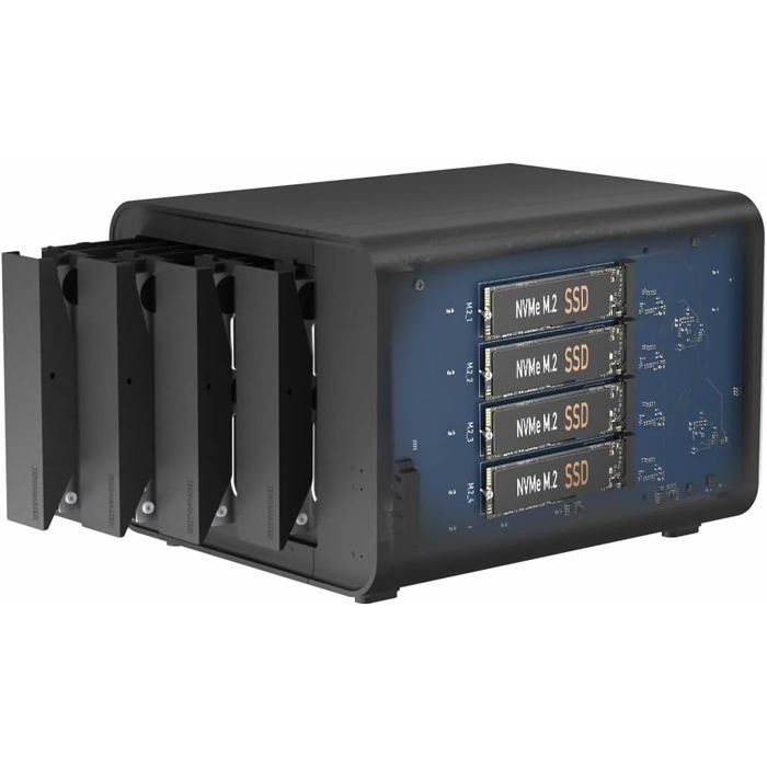 TERRAMASTER D8 Box ibrido a 8 alloggiamenti per HDD/NVMe, USB 3.2 Gen2 10Gbps, RAID 0/1/JBOD + Modalità esclusive (senza dischi)