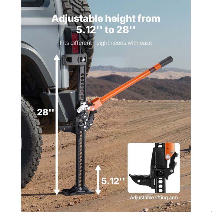 Gato todoterreno Duoku 4x4 - Capacidad de carga de 3,18 toneladas - Gato de trinquete de elevación alta de 86 cm - Rango de elevación de 13 a 71 cm