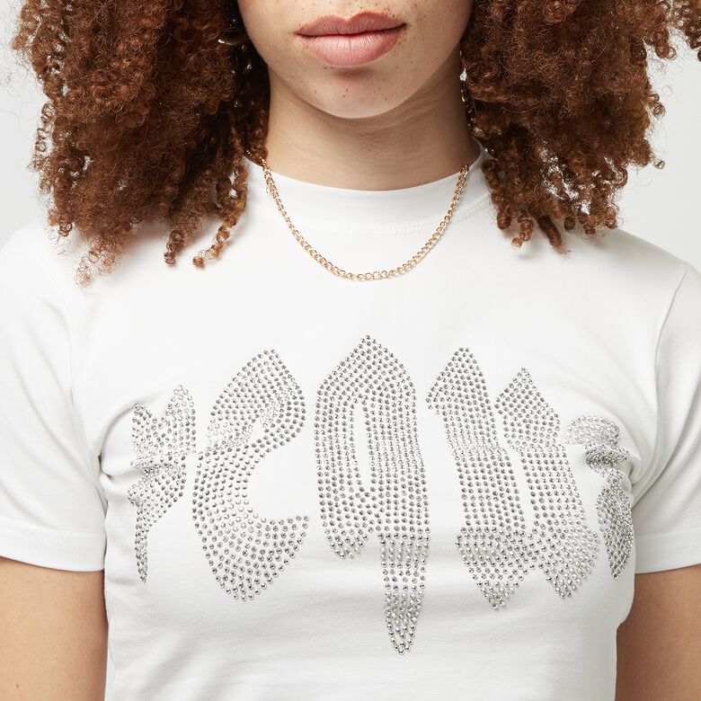 Top con logo mitico e strass
