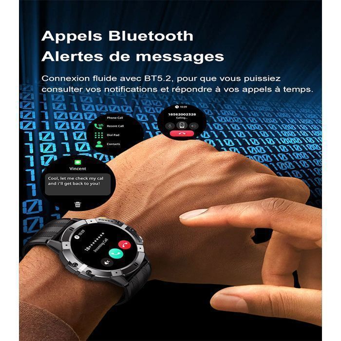 Cubot C29 Montre Connectée Homme Femme d’Appel Bluetooth, 1,52'' Smartwatch Sport Lecteur Musique SpO2 Sommeil Météo Android iOS