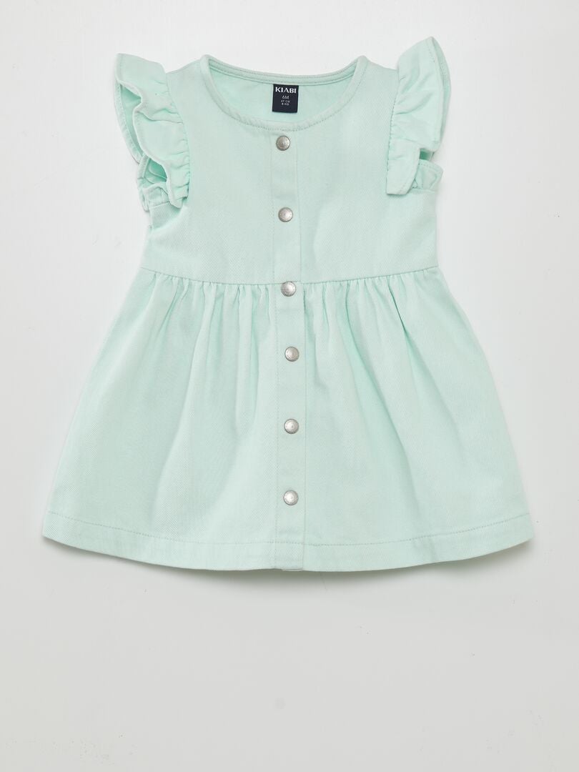 Vestido evasê com babados - azul