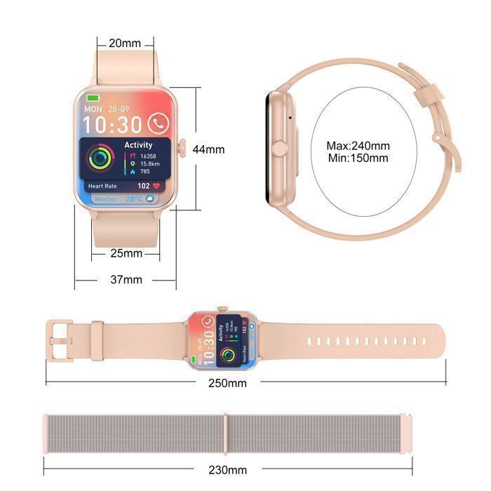 Montre Connectée Femme pour Samsung iPhone Android, 1.85