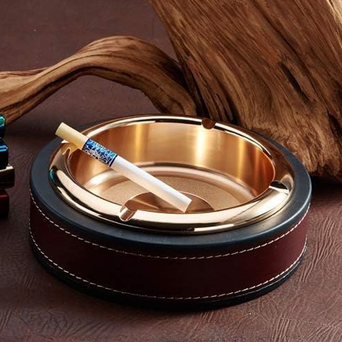 Cendrier de luxe pour cigares-PUCendrier en cuir et alliage de zinc-Accessoires pour smokers de bureau
