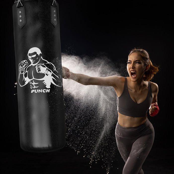 Saco de boxeo colgante, pelota de boxeo pesada de 120 centímetros, saco de boxeo para niños, adolescentes y adultos (sin relleno)