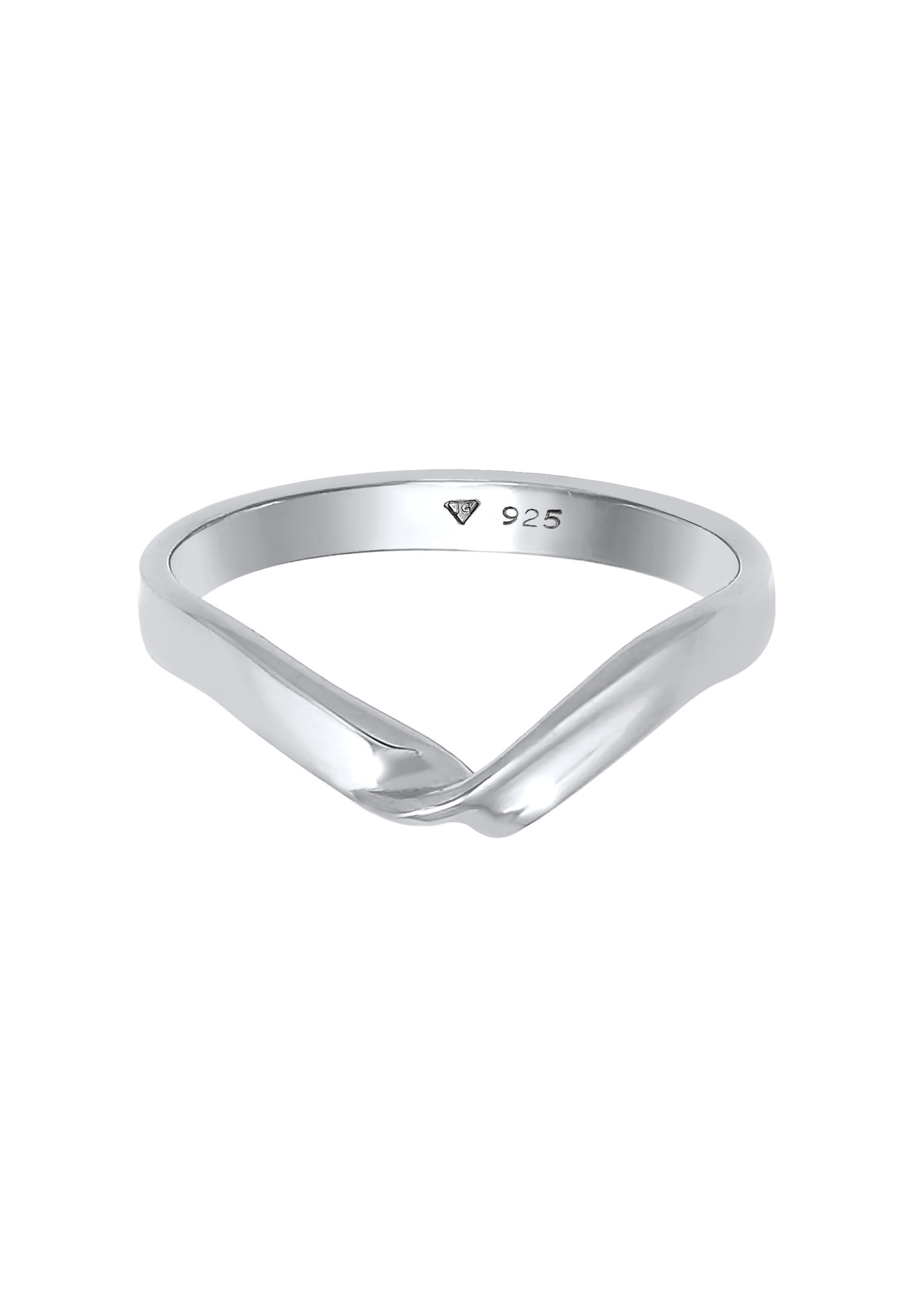 Elli Bague pour dames en forme de V Tendance tordue Basic Minimal en argent sterling 925