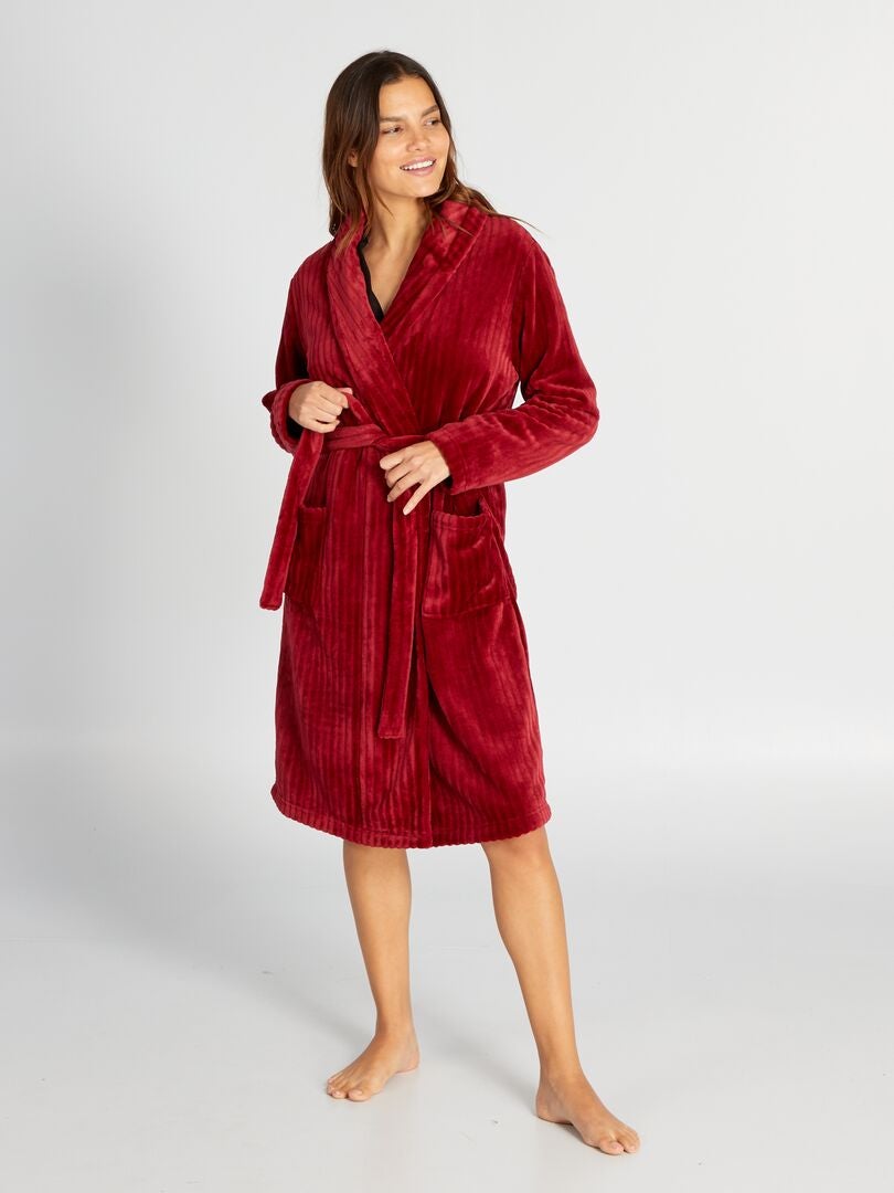 Fleece badjas - ROOD