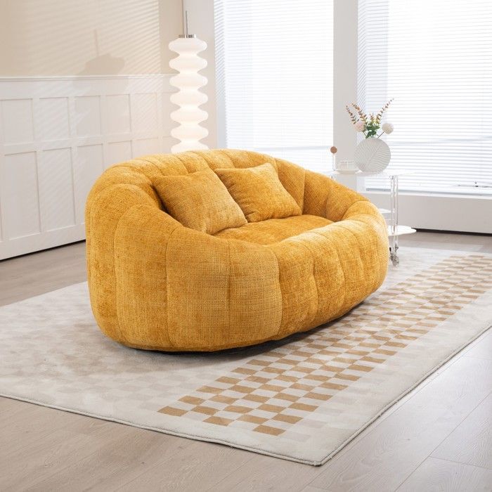 Bean bag chair, relaxation sofa, high-back bean bag chair, sofa for adults and children, soft lounge chair (yellow chenille)