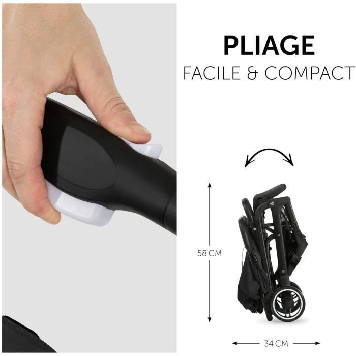 HAUCK - Poussette compacte - TRAVEL N CARE - 4 roues - Pliage à 1 main - Noir
