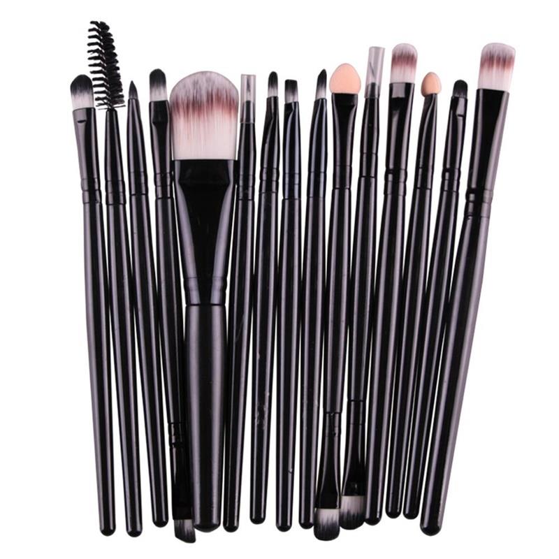 Pro 10 15-delige make-upkwastenset voor poeder, foundation, oogschaduw, wimpers, eyeliner, lippenstift en andere make-upkwasten. Aanbieding!