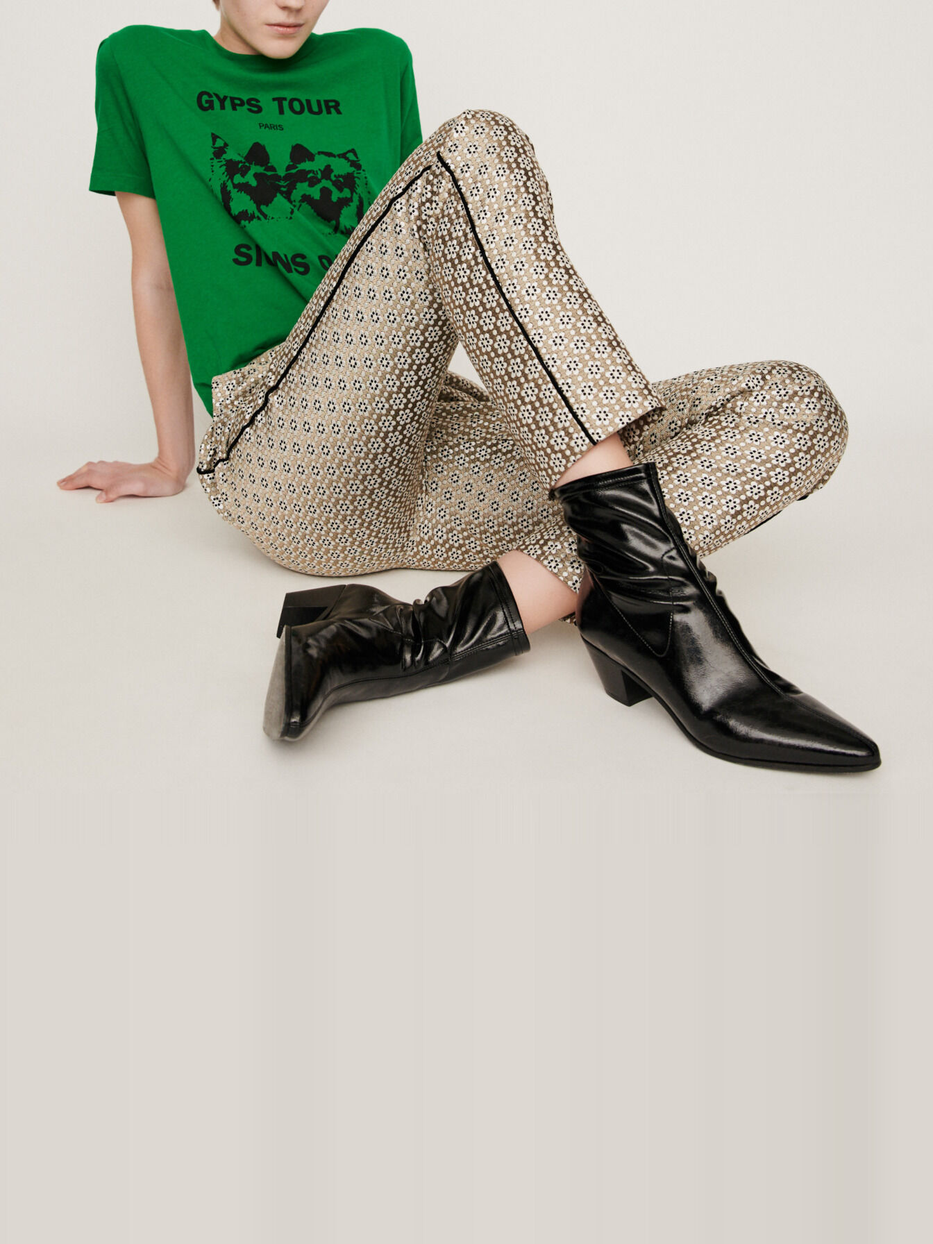 Broek van lurex-zilveren jacquard