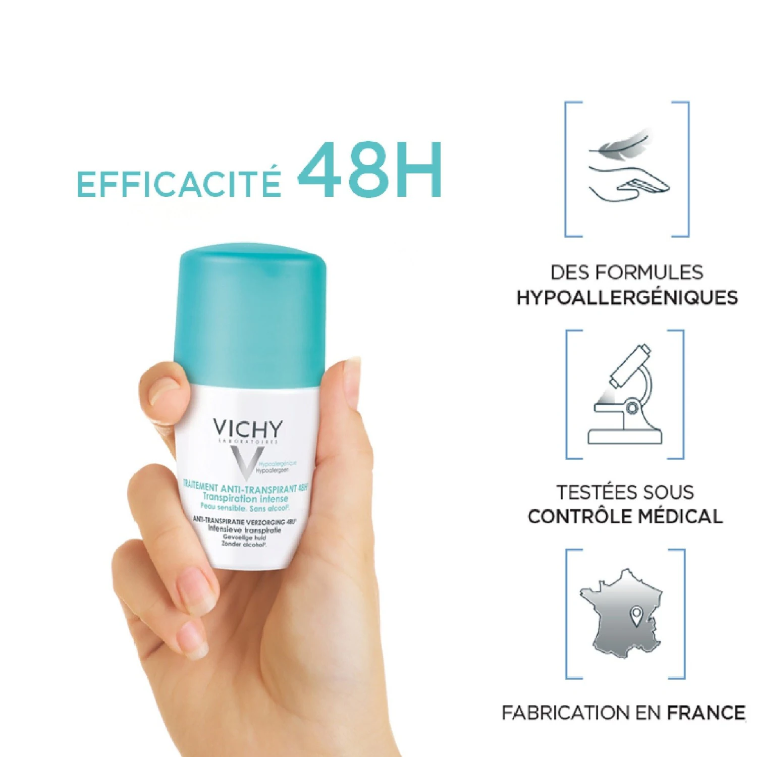 Vichy Déodorant anti-transpirant 48h - roll-on