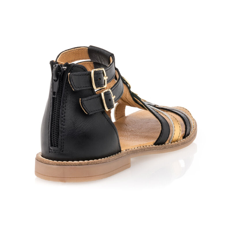 Sandalias negras para niñas / Zapatos de punta abierta