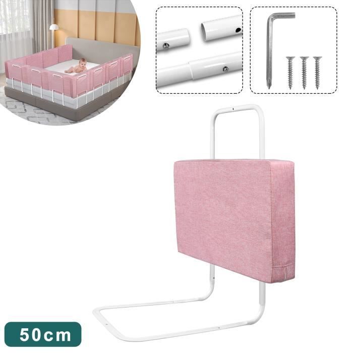 Barandilla de seguridad para cuna LZQ - Protección anticaídas - Altura ajustable - 50 cm, color rosa
