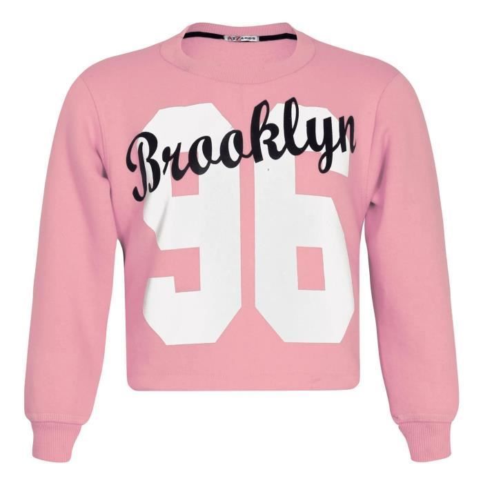 Chándal para niña - Brooklyn 96 - Top corto y pantalón - Manga larga - Rosa claro