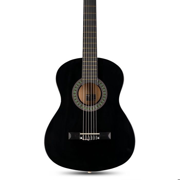 Conjunto de Violão Clássico Max SoloArt Junior 3/4 - Preto, Cordas de Nylon, Idades 6-12, Bolsa de Transporte