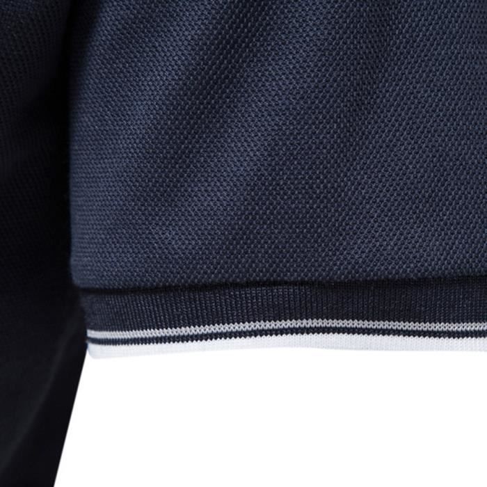 Men's Polo Shirt - Classic Top - V-Neck - Short Sleeves - Blue - Anti-Pilling