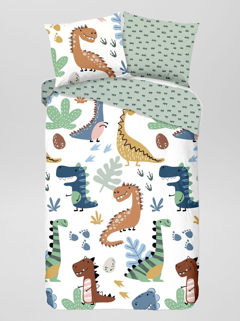 Jogo de cama com estampa de dinossauro! - Tamanho solteiro - Bege
