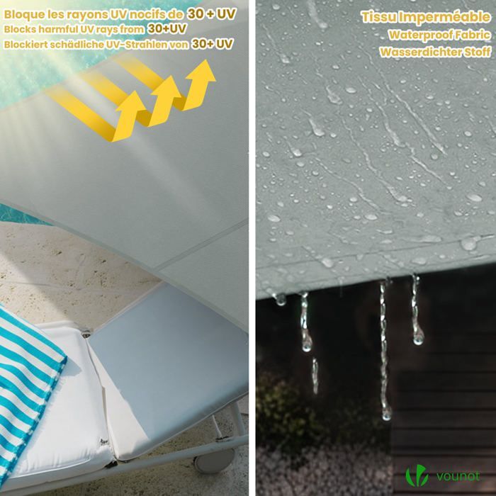 Vela de sombra triangular impermeable de poliéster VOUNOT® con kit de montaje, 3x3x3 m, color gris.