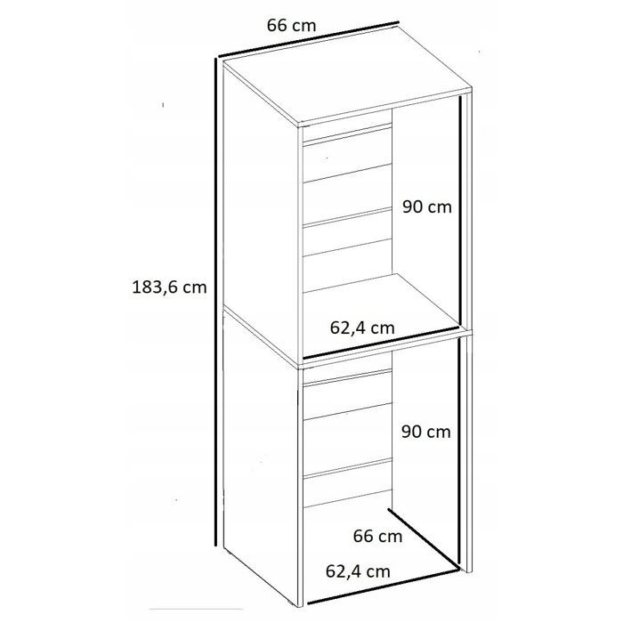 Mobile per lavatrice e asciugatrice - Pratico - 66x183,6x69,6 cm - Bianco