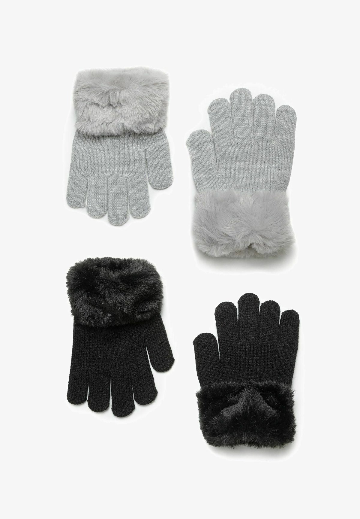 MINOTI LOT DE 2 AVEC MANCHONS - Gants - noir gris