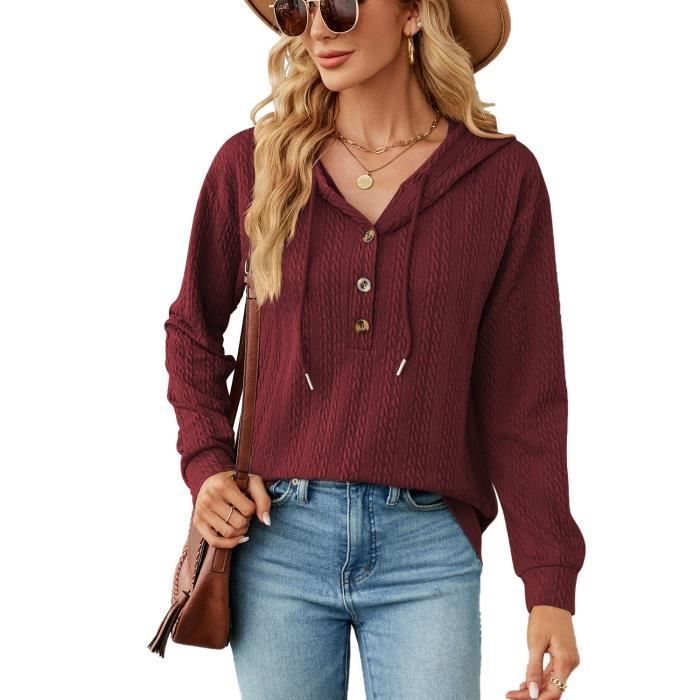 Sweat à Capuche Femme INSFITY - Bordeaux - Manches Longues - Automne/Printemps