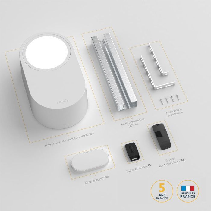 SOMFY 1246483 - Motore per porta da garage Serenia 700 io Connect - Controllo remoto tramite smartphone e assistenti vocali -