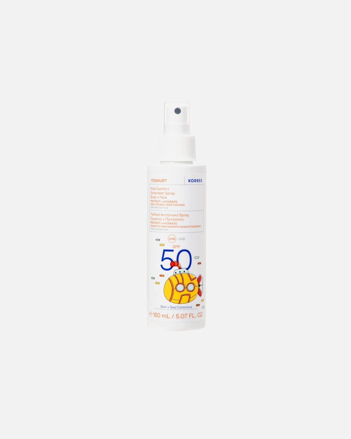 KORRES Jogurtový opaľovací sprej pre deti, opaľovací krém na tvár a telo SPF 50 - 150 ml