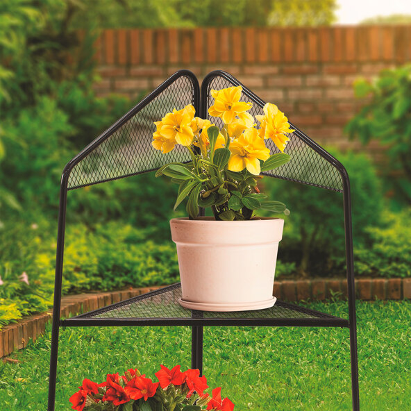 Raft pătrat modern pentru flori, negru