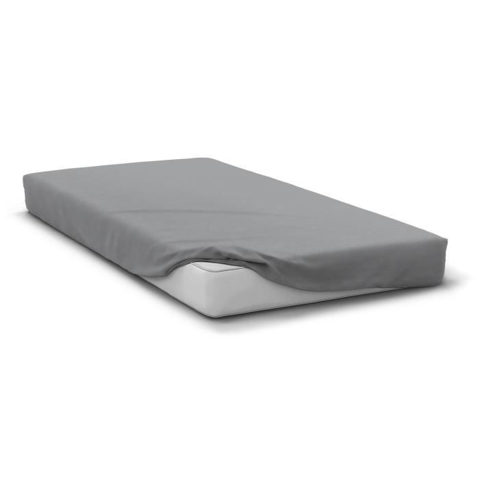 Lenzuolo con angoli elasticizzati - HOME LINGE PASSION - HP71765 - 140 x 190 cm + tasca profonda 30 cm - Microfibra - 82 g - Grigio chiaro