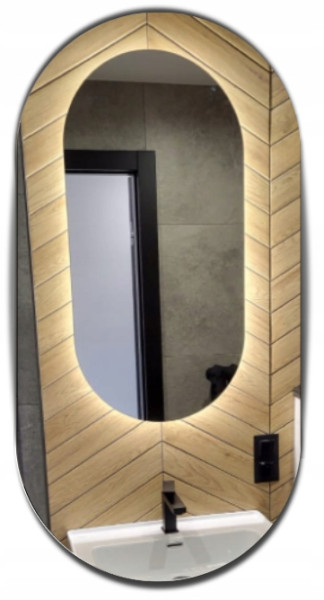 Lustro owalne łazienkowe led 60x80 podświetlane owal ledowe glamour